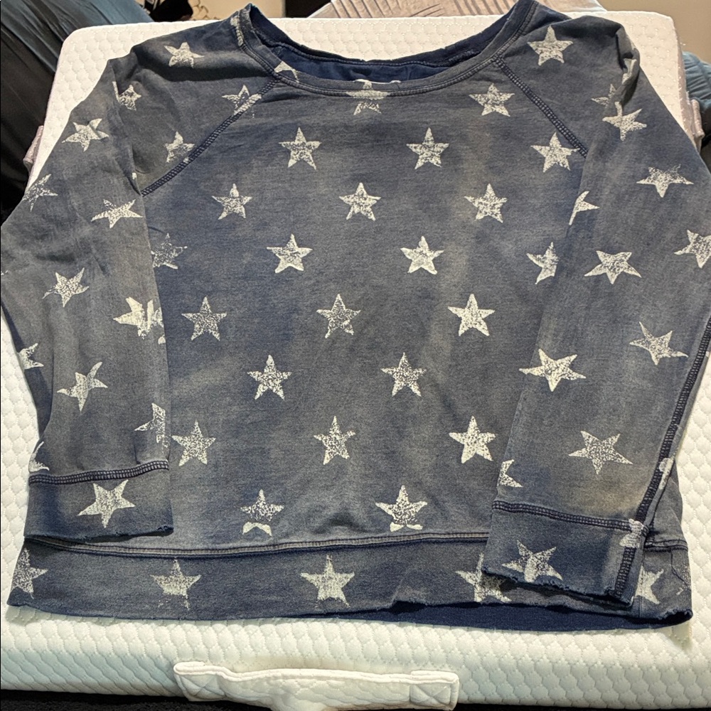 Current/Elliott Blue Star Print Long Sleeve Tee